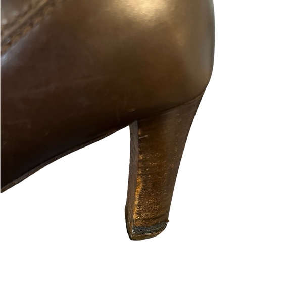 Ralph Lauren Blue Label Italian Leather Heeled Tall Zipper Boots Sz 7 Brown - Picture 11 of 16
